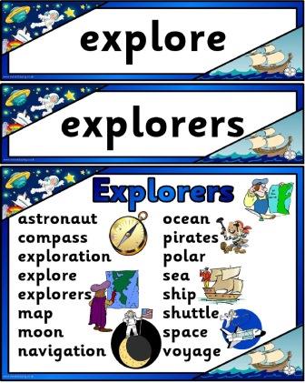 Free printable explorers for KS1 vocabulary cards and word mat