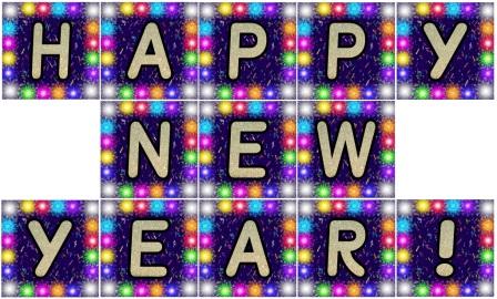 Free Printable Happy New Year Lettering Banner Display