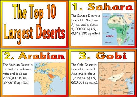 Free Printable Top 10 Largest Deserts in the World