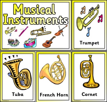 Free Printable simple Musical Instruments Cards