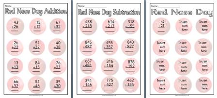Red Nose Day Maths Worksheet