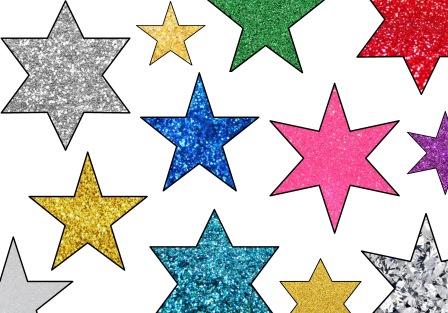 Free printable bulletin display board accents.  Glitter stars.  Can change the size of the stars or print as they are.  Huge choice of colours, also available in metallic and plain colour backgrounds.