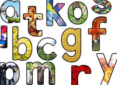Letters a-z with background images relating to each letter.  Support phonics teaching by sharing and tracing each letter while pronouncing the letter sound.