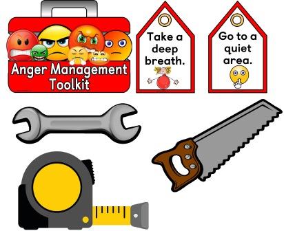 Free printable Anger Management Toolkit display for primary school classrooms.