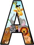 Free printable cartoon African Animals background instant display lettering sets for classroom display.