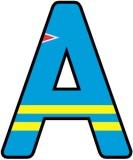 Free Printable Aruba Flag background instant display digital lettering sets for classroom display, scrapbooking, crafts and more.