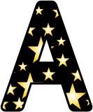 Free display lettering Gold Stars on Black