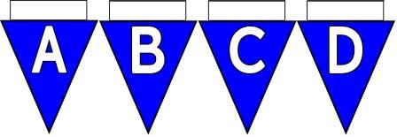 Free Printable Bunting for Classroom Display. Lettering, Number and blank Blue bunting flags included.