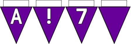 Free Printable Bunting for Classroom Display. Lettering, Number and blank Purple bunting flags included.
