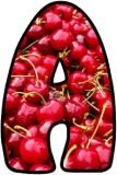 Printable Classroom Display Lettering with a Cherries background.  Fruit and Veg alphabet sets. 