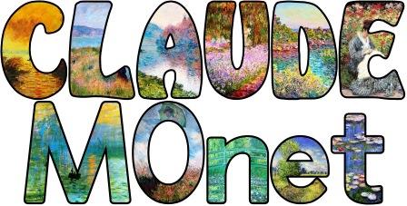 Claude Monet display lettering sets for classroom bulletin board display.