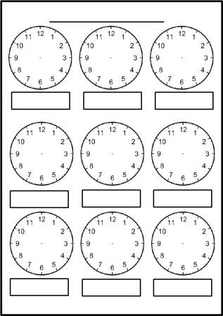Free printable blank clock faces worksheets