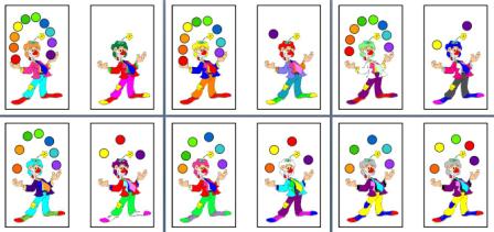Circus Themed Jugglers with different numbers and colours of balls