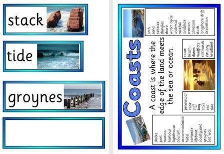 Free Printable Coasts Classroom Display Vocabulary Cards and Word Mat