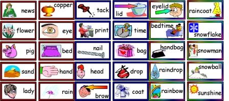 Free Compound Words matching cards
