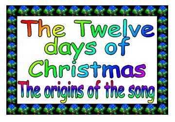 Printable The Twelve Days of Christmas Song and its origins