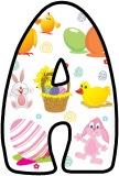 Free printable Cute Easter background instant display lettering sets featuring Easter baskets, Easter Eggs, Easter Bunny and Chicks.