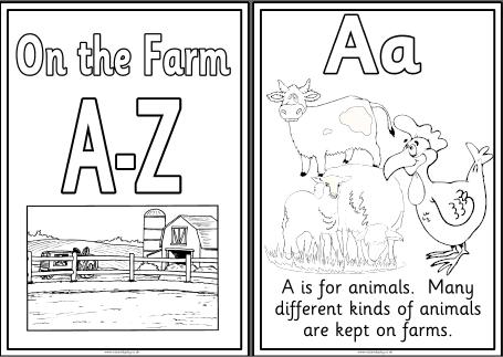 Free Printable A-Z on the Farm Topic Colouring Book