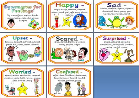 Feelings Synonyms free printable teaching resource