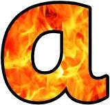 lowercase letters with flames background