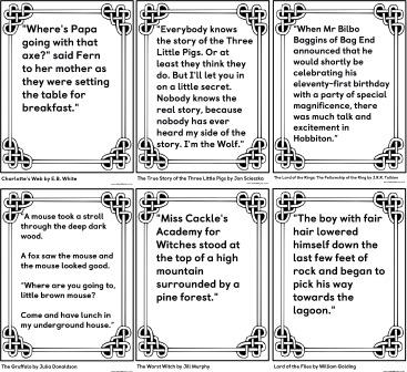 Free printable first lines of famous books for children banner and posters.