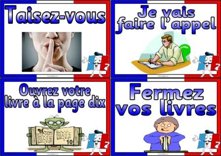 Free printable French Classroom commands posters for MFL display boards