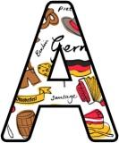 Printable German Themed background letters, lettering display 
