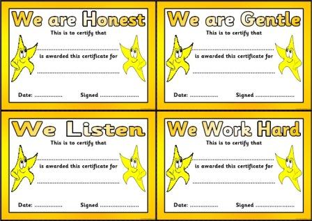 Free Prinable Golden Guidelines Certificates for Schools and Playgroups