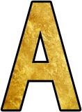 Free printable instant display lettering sets for classroom bulletin board displays - Textured shiny gold alphabet