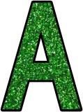 Free printable Green Glitter background instant display lettering sets for classroom bulletin boards.  Great for Christmas