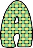 Green and Yellow woven, weaving pattern background letters and numbers.  Free instant display digital lettering sets for classroom display, crafts and scrapbooking.