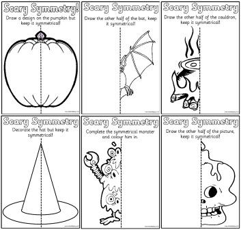 Free Printable Halloween Worksheetes - Scary Symmetry