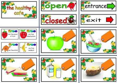 Free Printable Healthy Cafe Role Play Area Maths Posters