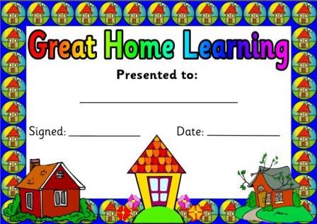 Free printable Home Learning Certificate