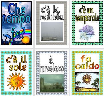 Free Printable Italian MFL Language Vocabulary Cards Weather
