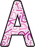 Free printable letters background in Pink. Instant display digital lettering sets for classroom display, crafts or scrapbooking.