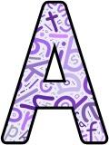 Free printable letters background in Purple. Instant display digital lettering sets for classroom display, crafts or scrapbooking.