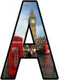 London, Big Ben, Red Double-Decker Bus, Red telephone box background free printable lettering sets.