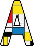 Free printable Mondrian inspired instant display lettering sets for classroom display.