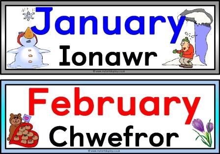 Printable English and Welsh Months of the Year