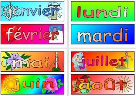 Free French Vocabulary Cards Months and Days of the Week