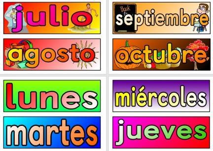 Months and Days of the Week in Spanish Vocabulary