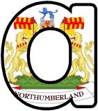 Free printable Shield of Northumberland, including the flag, background, instant display lettering sets.