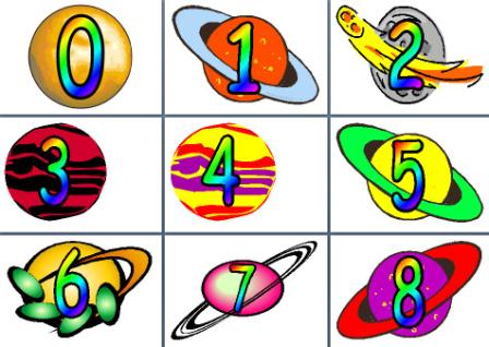Free printable numbers to 20 on cartoon planets