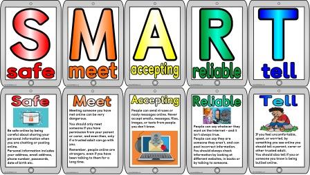 Free printable 'Be SMART Online' internet safety posters and banner.