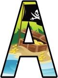 Pirate flag and treasure chest printable display letters