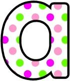 Pink and green polka dot lettering sets for classroom display
