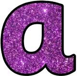 Free printable purple glitter alphabet instant display lettering sets for classroom bulletin board display