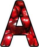 Free red apples digital letters, classroom display bulletin board lettering sets.
