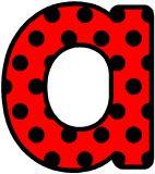 Red background with black polka dots background.  Perfect for a ladybird display.  Free printable instant display digital lettering sets.